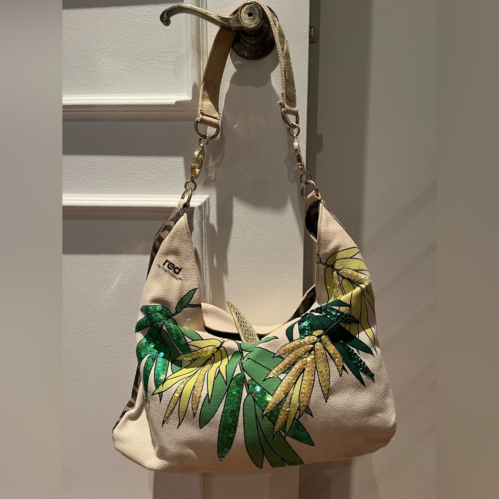 Red by Marc Echo Women's Tropical Leaf Print Bag - Green and Gold